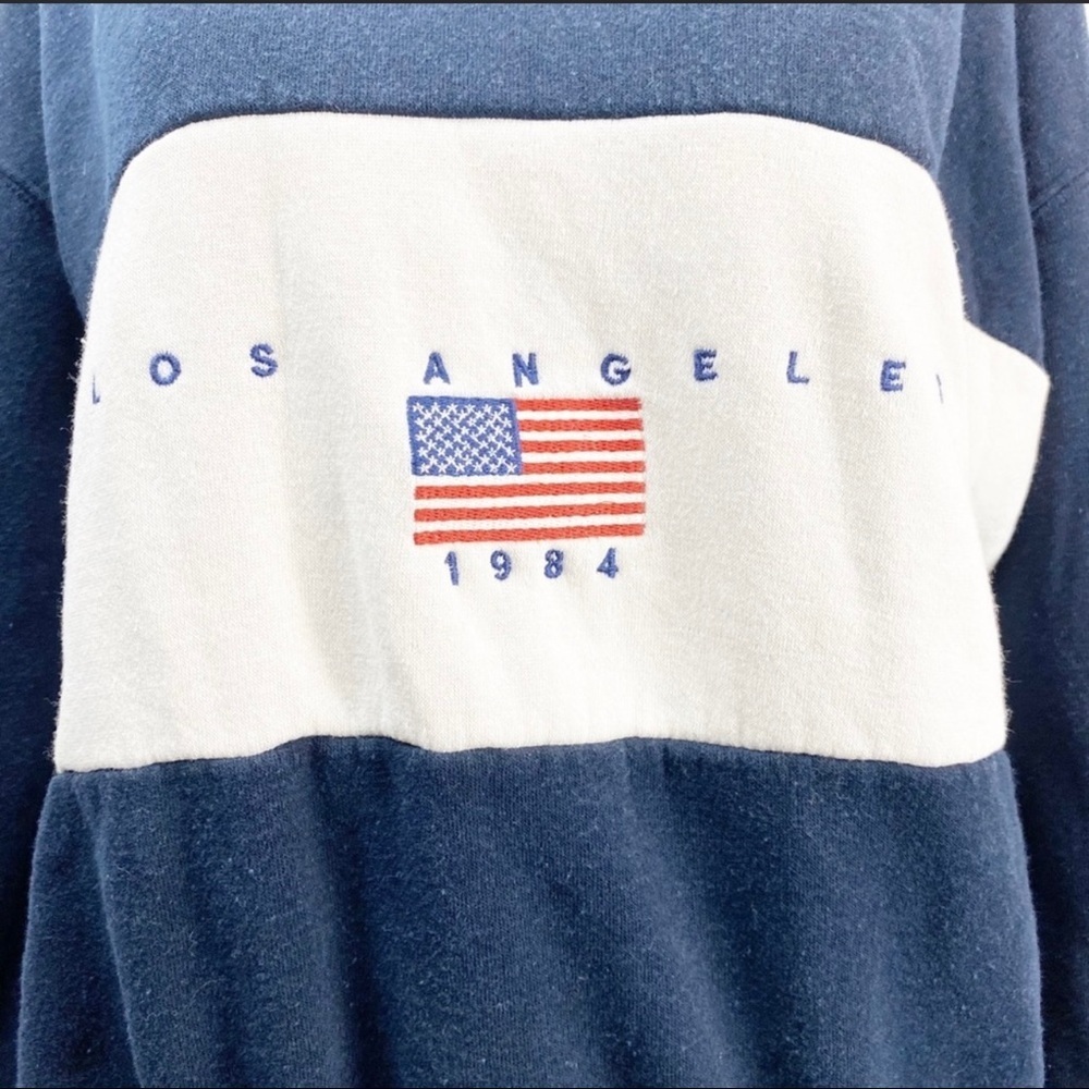 Brandy Melville Woman’s Navy Cotton Crew Los Angeles 1984 embroidery Sweatshirt - Picture 7 of 7
